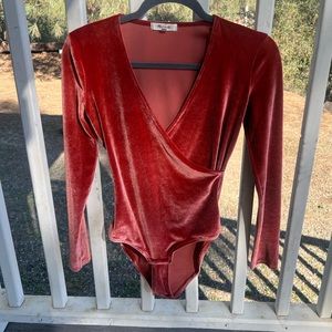 Madewell Red Velvet Bodysuit